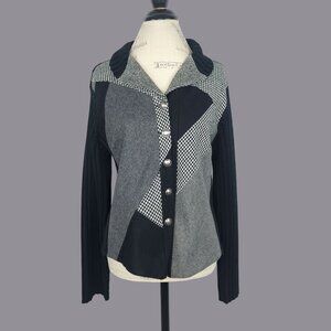 Vintage Austin Reed Gray Sweater Large Black Cardigan NWT 80s